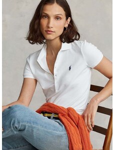 Polo tričko Polo Ralph Lauren bílá barva, s límečkem