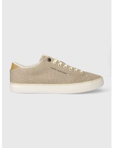 Tenisky Tommy Hilfiger TH HI VULC LOW CHAMBRAY pánské, béžová barva, FM0FM04945