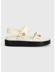 Kožené sandály Tory Burch Kira Sport Sandal dámské, béžová barva, na platformě, 144328.104