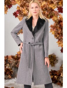 Z6671 DEWBERRY LADIES' COAT-PLAIN GREY