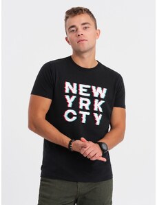 Ombre Clothing Pánské bavlněné tričko s potiskem - černé V1 OM-TSPT-0162