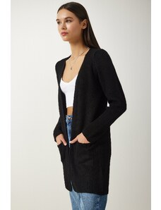 Happiness İstanbul Women's Black Pocket Knitwear Cardigan