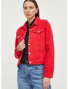 Džínová bunda Levi's dámská, červená barva, přechodná