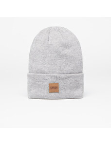 Čepice Urban Classics Leatherpatch Long Beanie Grey