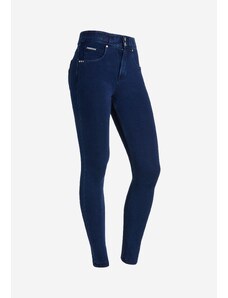 N.O.W. Freddy kalhoty v džínově tmavě modré barvě, modrý šev, střední pas, denim žerzej
