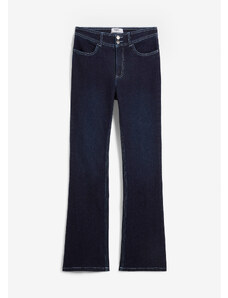 bonprix Strečové Bootcut džíny High-Waist s bříško stahujícím pohodlným pasem, dlouhé Modrá
