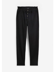 bonprix 7/8 keprové kalhoty s pohodlnou High-Waist pasovkou, Straight Černá