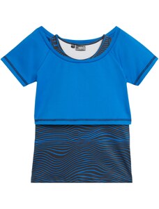 bonprix Dívčí sportovní triko 2 v 1 + top (2dílná souprava) Modrá