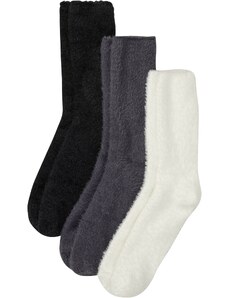 bonprix Huňaté ponožky na doma (3 páry) s recyklovaným polyakrylem Černá