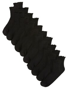 bonprix Nízké ponožky (20 párů) se zvlněným okrajem, organická bavlna Černá