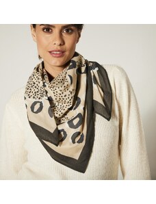 Blancheporte Šátek s leopardím vzorem 100 x 100 cm, vyrobeno ve Francii režná/černá