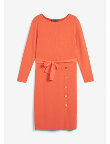 bonprix Pletené šaty s knoflíky Oranžová