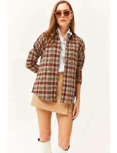 Olalook Women's Biscuit Red Plaid Lumberjack Shirt