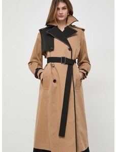 Trench kabát BOSS dámský, béžová barva, přechodný, 50505713