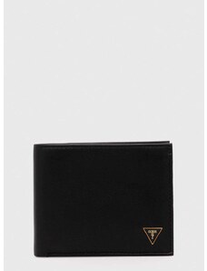 Kožená peněženka Guess SCALA černá barva, SMSCLE LEA24