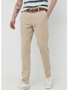 Kalhoty Solid pánské, béžová barva, jednoduché