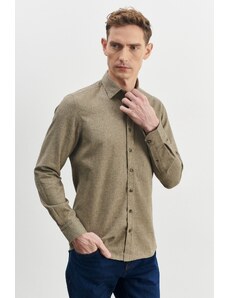 ALTINYILDIZ CLASSICS Men's Brown Slim Fit Slim Fit Buttoned Collar Flannel Lumberjack Winter Shirt