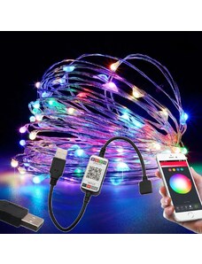 BERGE LED světelný řetěz - RGB MULTICOLOR - USB - SMART - 5 m