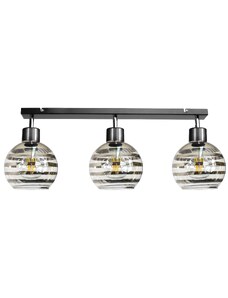 BERGE Stropní svítidlo s LED paprskem 3xE27 GLASS BALL stripes black