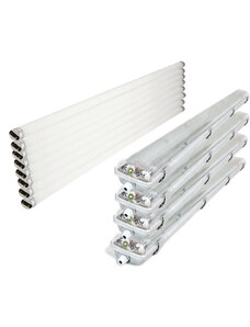ECOLIGHT 4x Svítidlo + 8x LED trubice - G13 - 120cm - 18W - 1800lm studená bílá - SADA