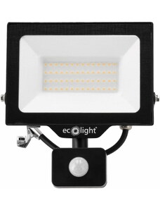 ECOLIGHT LED reflektor 50W 2v1 - neutrální bílá + čidlo pohybu