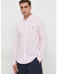 Bavlněná košile Polo Ralph Lauren růžová barva, regular, s límečkem button-down