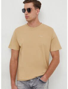Bavlněné tričko Pepe Jeans Connor béžová barva