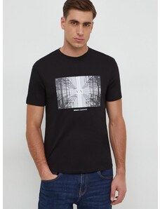Bavlněné tričko Armani Exchange černá barva, s potiskem, 3DZTHV ZJBYZ