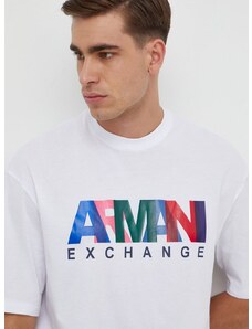 Bavlněné tričko Armani Exchange bílá barva, s potiskem, 3DZTKA ZJH4Z