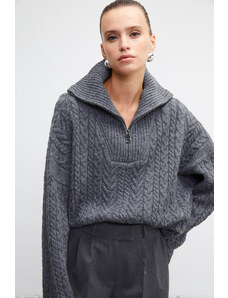 VATKALI Turtleneck zipper knit sweater