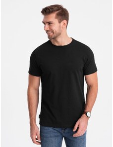 Ombre Clothing Pánské klasické bavlněné tričko BASIC - černé V1 OM-TSBS-0146