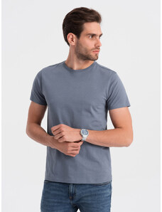 Ombre Clothing Pánské klasické bavlněné tričko BASIC - denim V5 OM-TSBS-0146