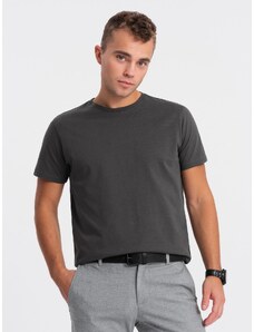 Ombre Clothing Pánské klasické bavlněné tričko BASIC - grafitové V10 OM-TSBS-0146