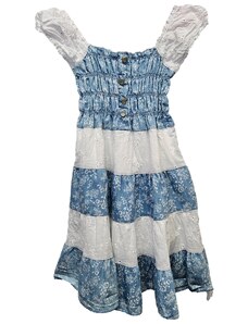 Dětské bílo-modré letní šaty s volány
