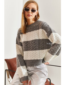 Bianco Lucci Women's Hair Knitting Patterned Knitwear Sweater