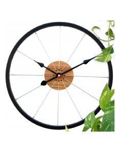 M.Clock Kovové nástěnné hodiny bicykl kolo 42cm černé