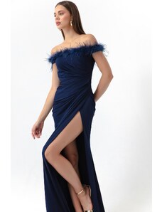 Lafaba Women's Navy Blue Evening Dress. Evening Dress.