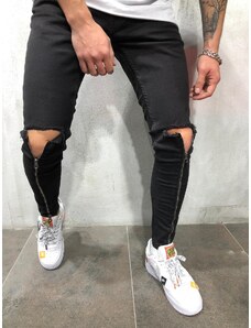 Starmy Panské černé stylové džíny se zipy