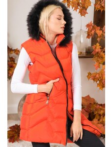 Z6761 DEWBERRY LADIES' VEST-LIGHT ORANGE