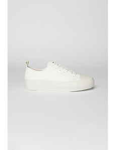AC&Co / Altınyıldız Classics Men's White Laced Flexible Comfortable Sole Patternless Sneaker Shoes