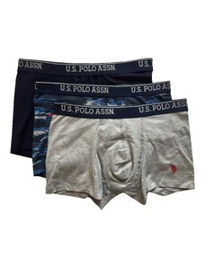 U.S. POLO ASSN. 3Pack boxerky 80332 tm.modrá, šedá, maskáč