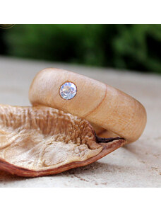 Woodlife Březový prsten s krystalem Swarovski