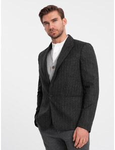 Ombre Stylish men's jacquard jacket with delicate stripes - graphite