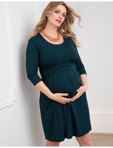 Seraphine Elegantní těhotenské a kojící šaty 3v1 Peach Jersey smaragdově zelené