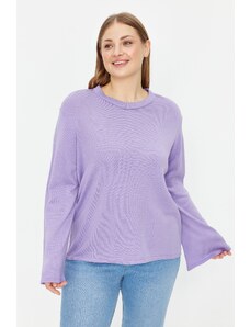 Trendyol Curve fialový španělský rukáv pletený svetr
