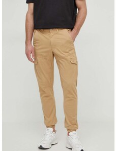 Kalhoty Guess NEW KOMBAT pánské, hnědá barva, přiléhavé, M4RB17 WFYSA