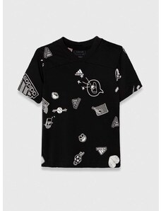 Dětské bavlněné tričko adidas černá barva