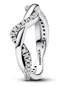 PANDORA Šumivý prsten s propletenými vlnami