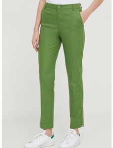 Kalhoty United Colors of Benetton dámské, zelená barva, přiléhavé, high waist