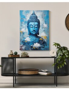 Světle modrý obraz Buddha